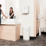Toilet seat cleaner dispenser white in situ